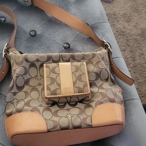 Coach signature shoulder purse and wallet